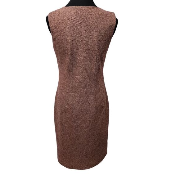 Ann Taylor LOFT Dress Size 2 Herringbone Jumper Sleeveless Wine Cream Lined - Picture 7 of 10